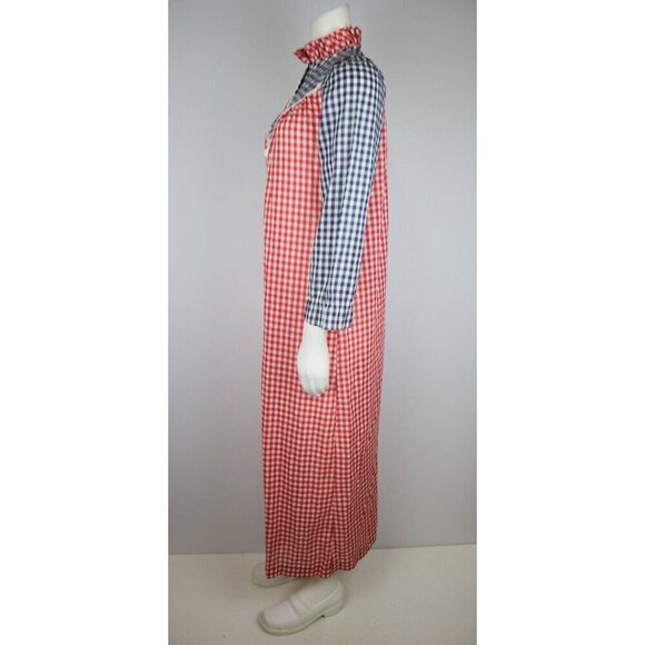 VINTAGE 1970s 70s WOMEN'S RED & BLUE PLAID NIGHTGOWN - CHERRI LYNN - SMALL - Picture 6 of 8